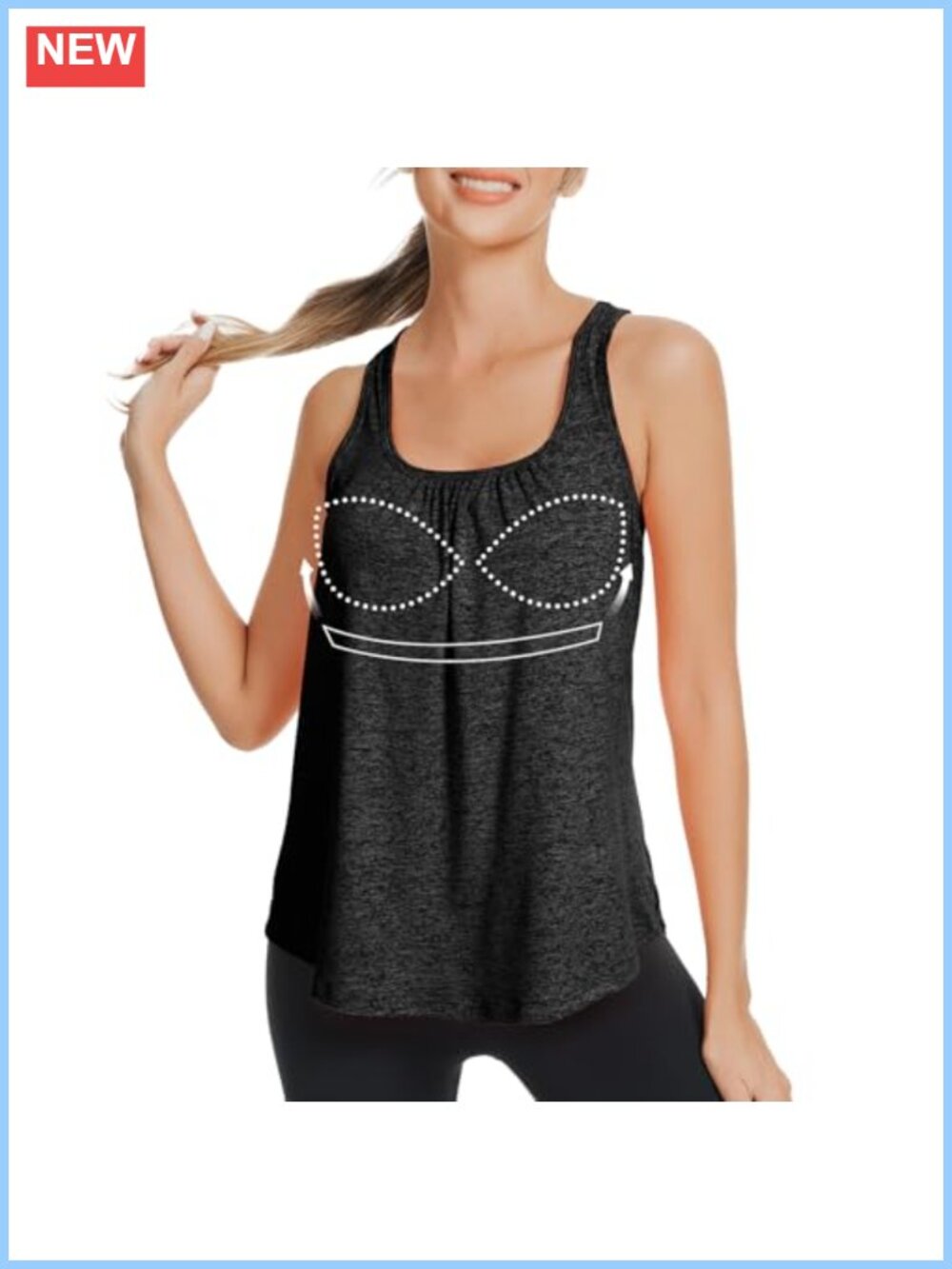 Built in Bra Tank Top Women Loose Fit Yoga Racerback Athletic Camisole